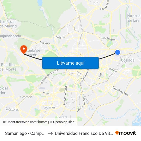 Samaniego - Campezo to Universidad Francisco De Vitoria map