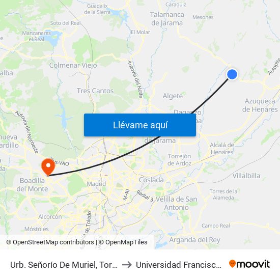 Urb. Señorío De Muriel, Torrejón Del Rey to Universidad Francisco De Vitoria map