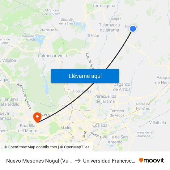 Nuevo Mesones Nogal (Vuelta), El Casar to Universidad Francisco De Vitoria map