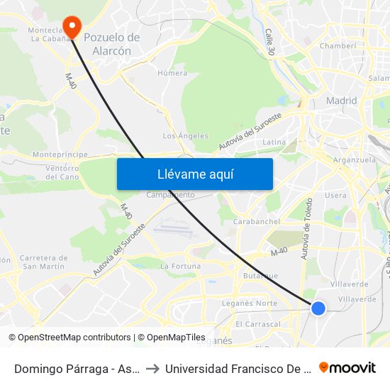 Domingo Párraga - Astillero to Universidad Francisco De Vitoria map