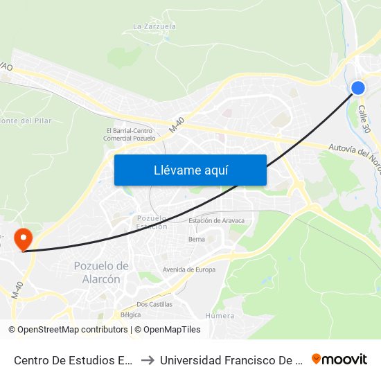 Centro De Estudios Europe to Universidad Francisco De Vitoria map