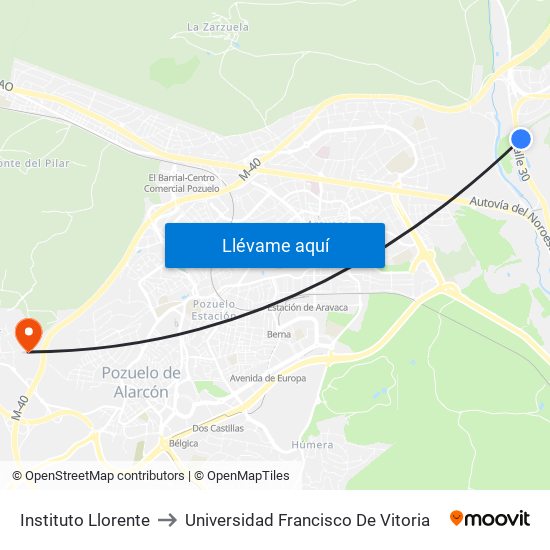 Instituto Llorente to Universidad Francisco De Vitoria map