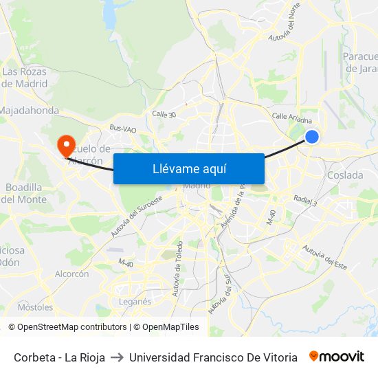Corbeta - La Rioja to Universidad Francisco De Vitoria map