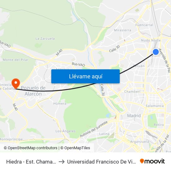 Hiedra - Est. Chamartín to Universidad Francisco De Vitoria map