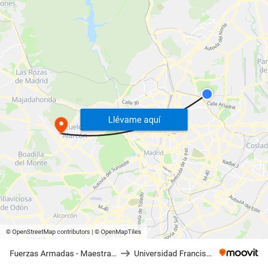 Fuerzas Armadas - Maestra Dolores Marco to Universidad Francisco De Vitoria map