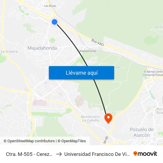 Ctra. M-505 - Cerezales to Universidad Francisco De Vitoria map