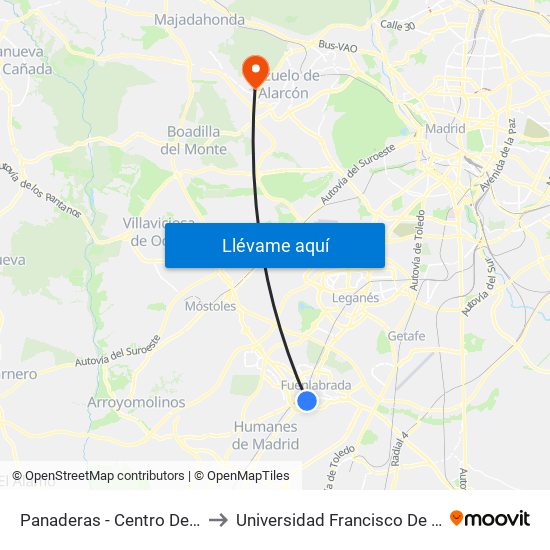 Panaderas - Centro De Salud to Universidad Francisco De Vitoria map