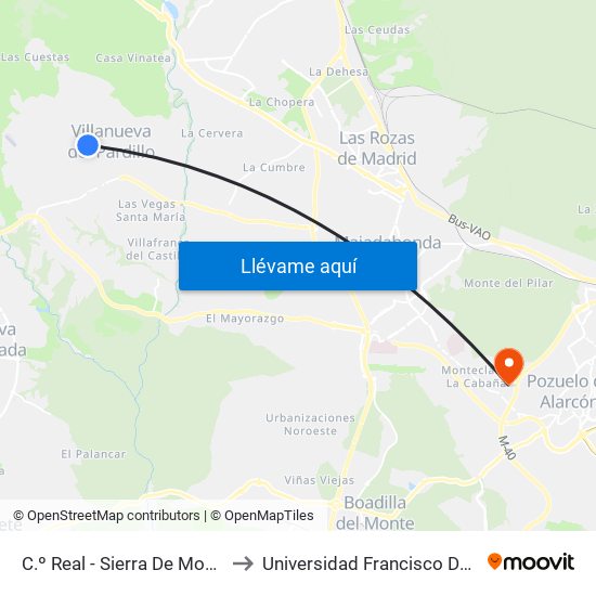 C.º Real - Sierra De Moncalvillo to Universidad Francisco De Vitoria map