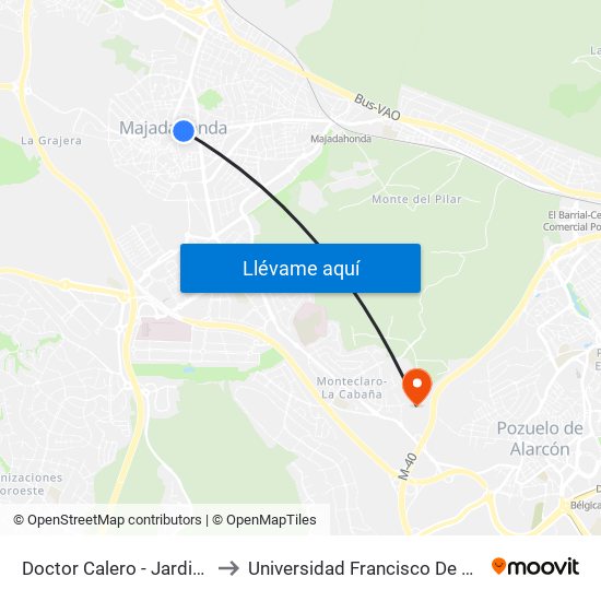 Doctor Calero - Jardinillos to Universidad Francisco De Vitoria map
