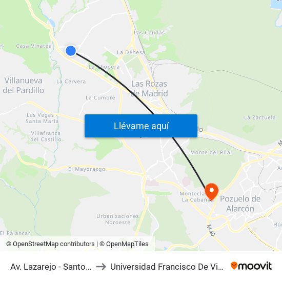 Av. Lazarejo - Santolina to Universidad Francisco De Vitoria map