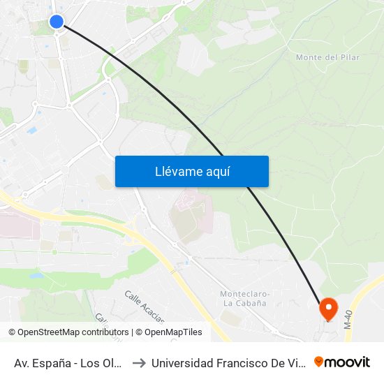 Av. España - Los Olmos to Universidad Francisco De Vitoria map