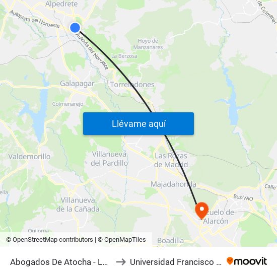Abogados De Atocha - Las Dehesas to Universidad Francisco De Vitoria map
