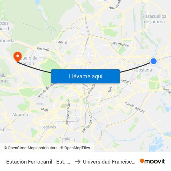 Estación Ferrocarril - Est. San Fernando to Universidad Francisco De Vitoria map