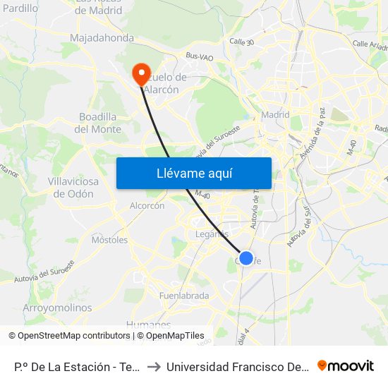 P.º De La Estación - Terradas to Universidad Francisco De Vitoria map