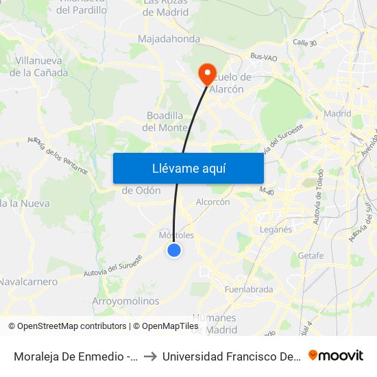 Moraleja De Enmedio - Roma to Universidad Francisco De Vitoria map