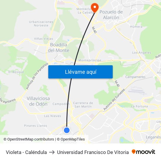 Violeta - Caléndula to Universidad Francisco De Vitoria map