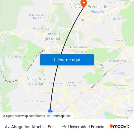 Av. Abogados Atocha - Est. Móstoles El Soto to Universidad Francisco De Vitoria map