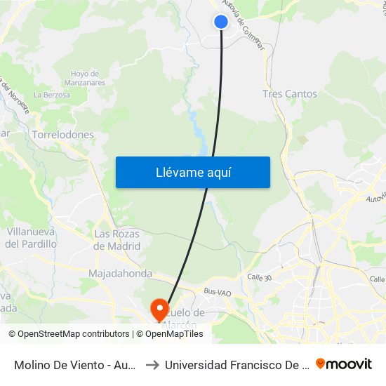Molino De Viento - Auditorio to Universidad Francisco De Vitoria map