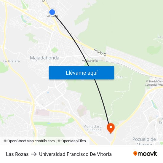 Las Rozas to Universidad Francisco De Vitoria map