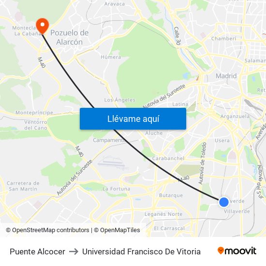 Puente Alcocer to Universidad Francisco De Vitoria map