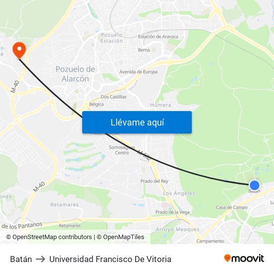 Batán to Universidad Francisco De Vitoria map