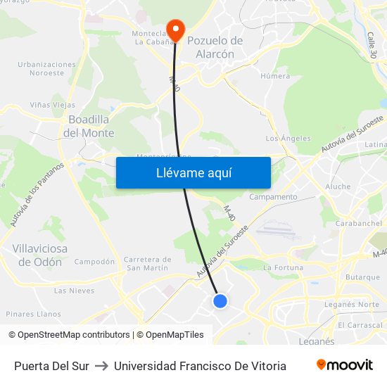 Puerta Del Sur to Universidad Francisco De Vitoria map