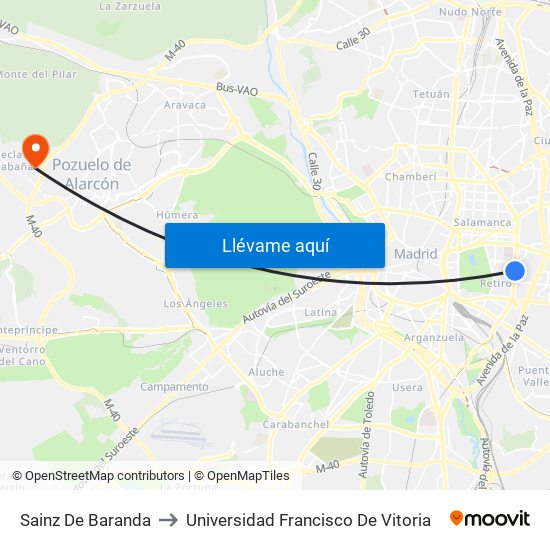 Sainz De Baranda to Universidad Francisco De Vitoria map