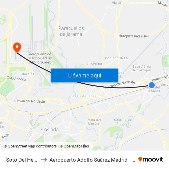 Soto Del Henares to Aeropuerto Adolfo Suárez Madrid - Barajas T4 map
