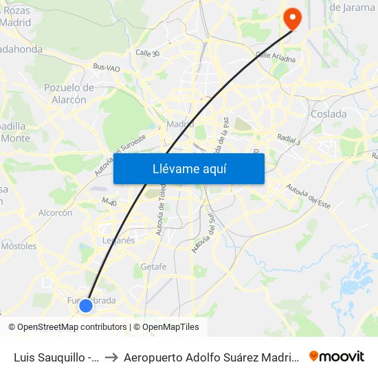 Luis Sauquillo - Grecia to Aeropuerto Adolfo Suárez Madrid - Barajas T4 map