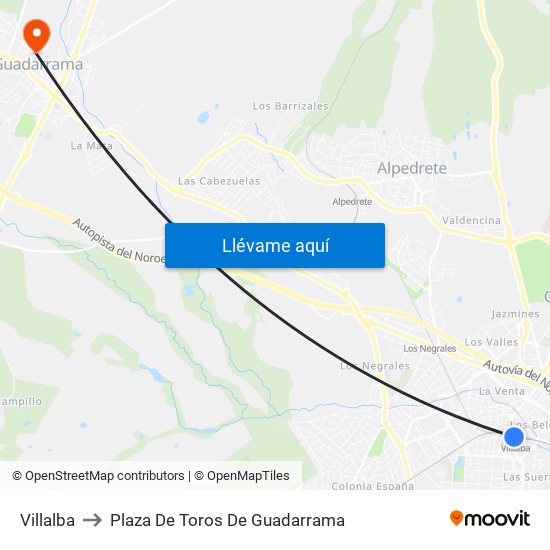 Villalba to Plaza De Toros De Guadarrama map
