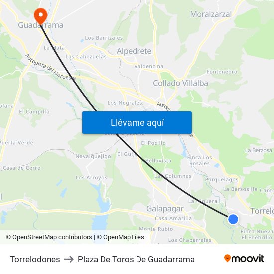 Torrelodones to Plaza De Toros De Guadarrama map