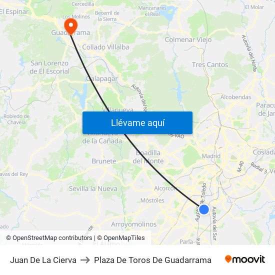 Juan De La Cierva to Plaza De Toros De Guadarrama map