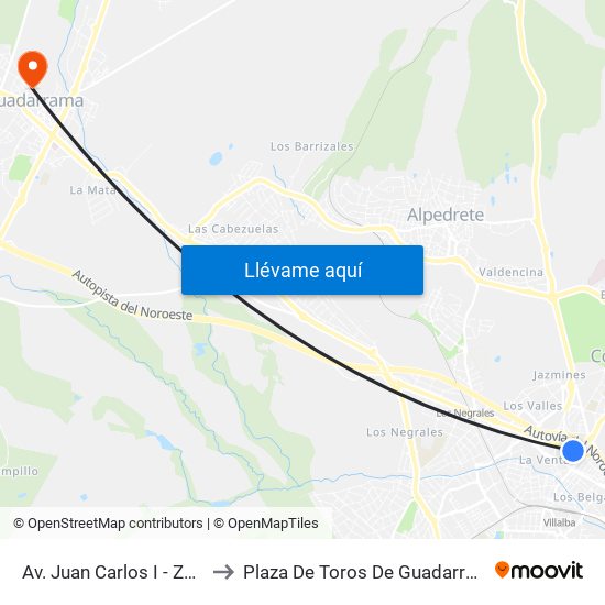 Av. Juan Carlos I - Zoco to Plaza De Toros De Guadarrama map
