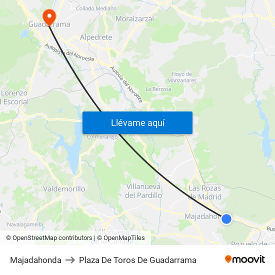 Majadahonda to Plaza De Toros De Guadarrama map