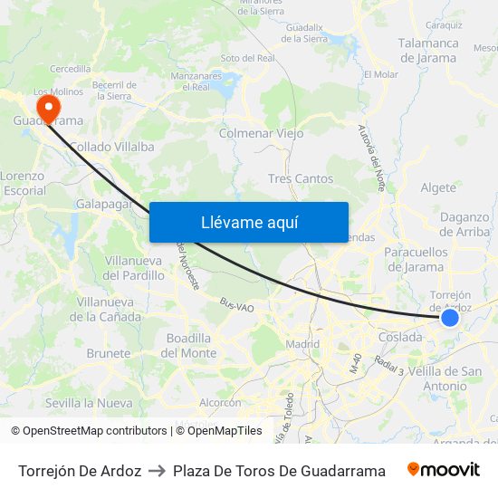 Torrejón De Ardoz to Plaza De Toros De Guadarrama map