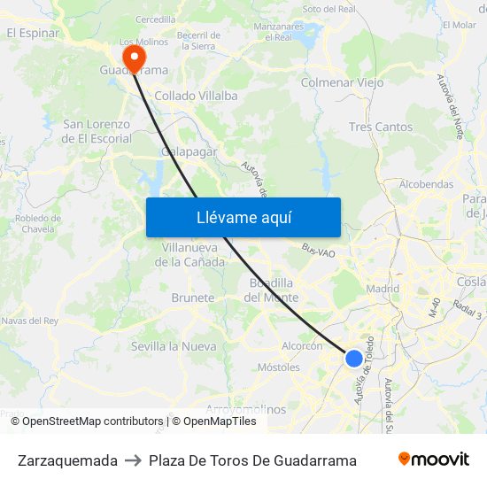 Zarzaquemada to Plaza De Toros De Guadarrama map