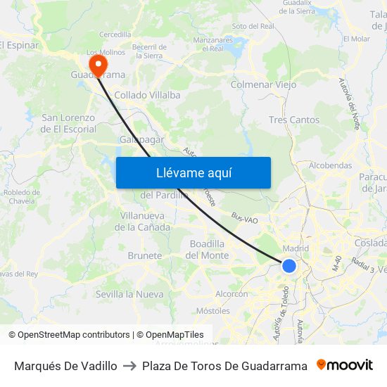 Marqués De Vadillo to Plaza De Toros De Guadarrama map