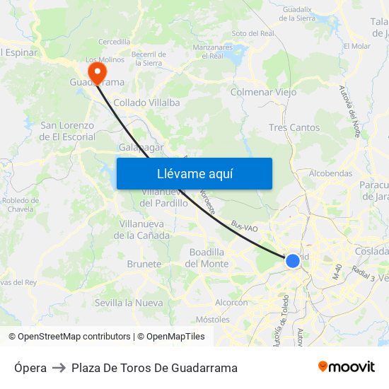 Ópera to Plaza De Toros De Guadarrama map