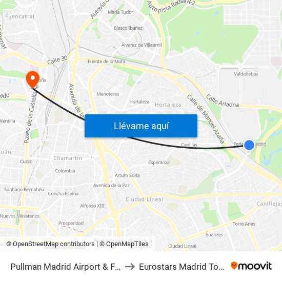 Pullman Madrid Airport & Feria to Eurostars Madrid Tower map