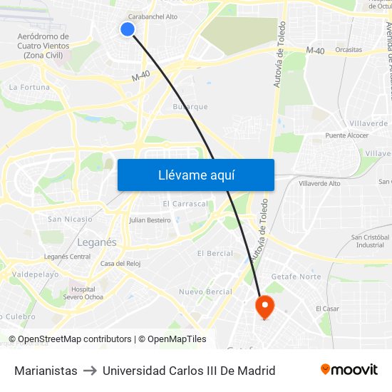 Marianistas to Universidad Carlos III De Madrid map