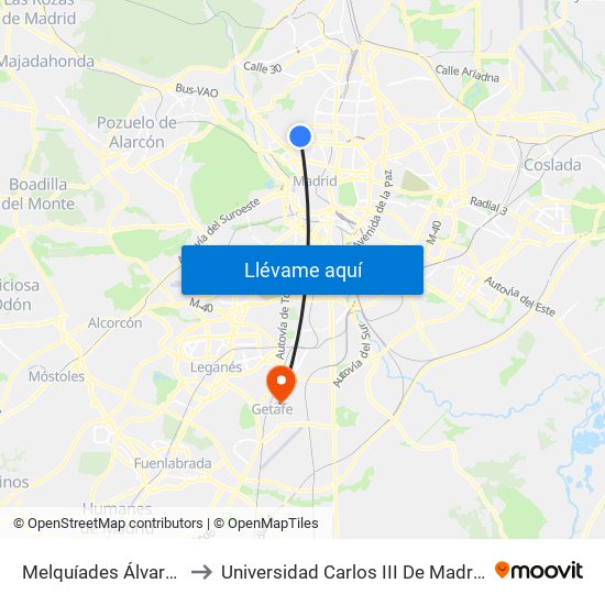 Melquíades Álvarez to Universidad Carlos III De Madrid map