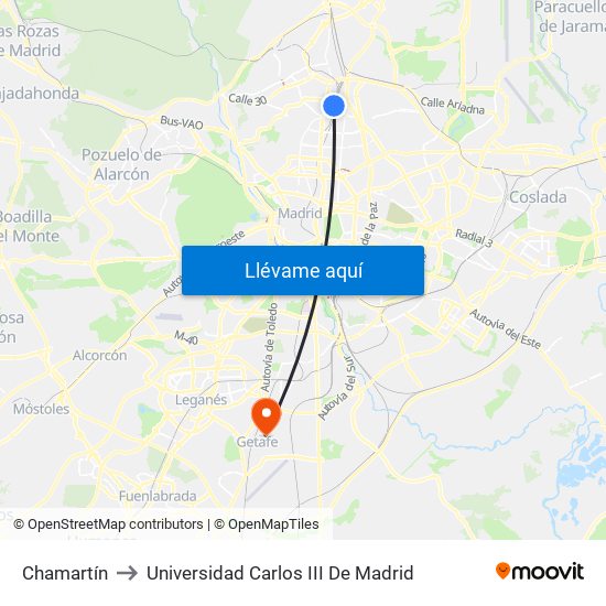 Chamartín to Universidad Carlos III De Madrid map