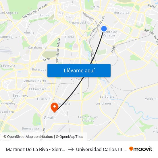 Martínez De La Riva - Sierra Carbonera to Universidad Carlos III De Madrid map