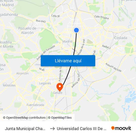 Junta Municipal Chamartín to Universidad Carlos III De Madrid map