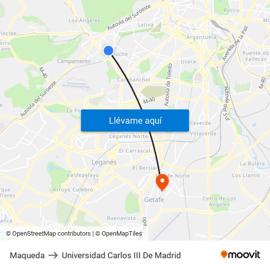 Maqueda to Universidad Carlos III De Madrid map