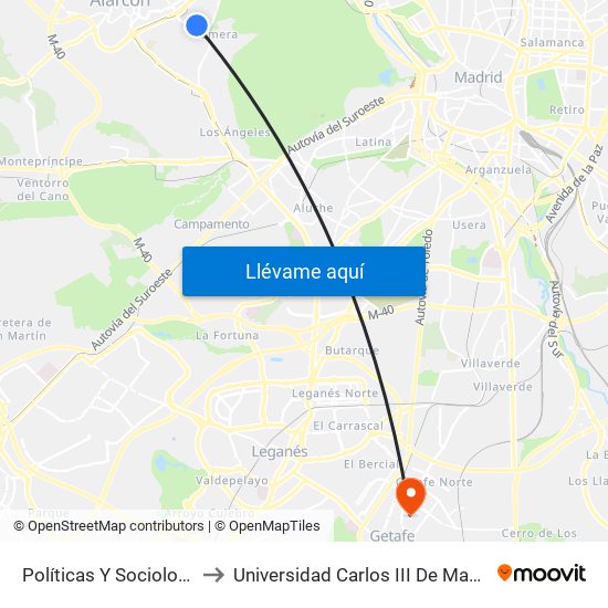 Políticas Y Sociología to Universidad Carlos III De Madrid map