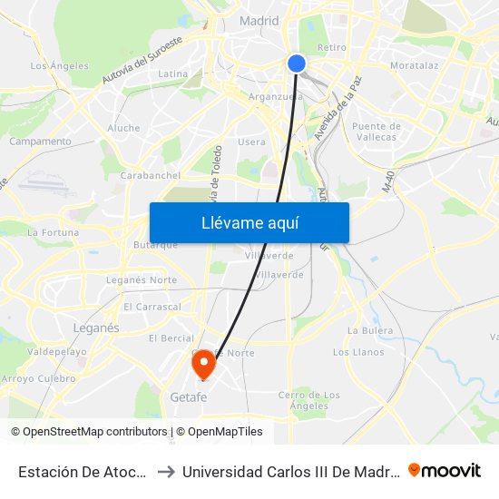 Estación De Atocha to Universidad Carlos III De Madrid map