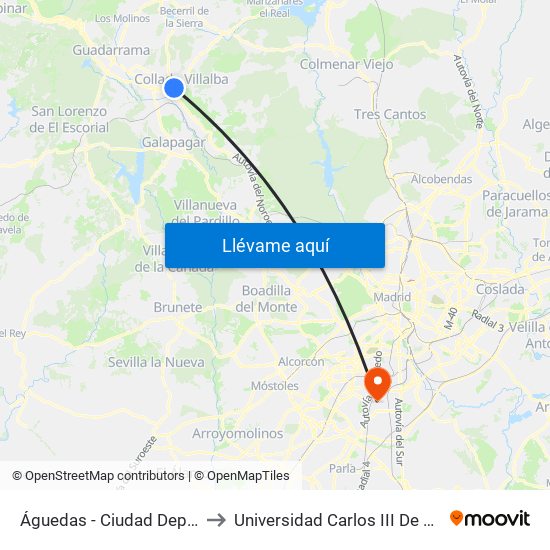 Águedas - Ciudad Deportiva to Universidad Carlos III De Madrid map