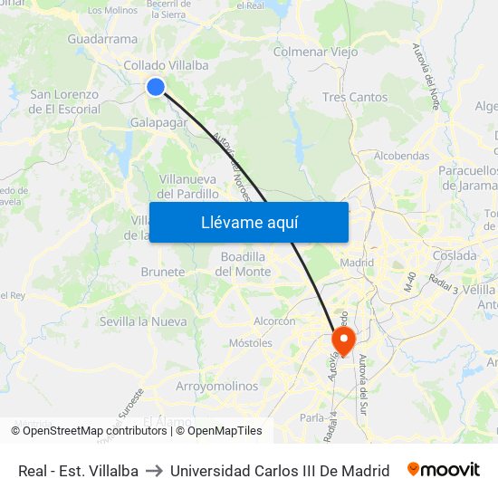 Real - Est. Villalba to Universidad Carlos III De Madrid map