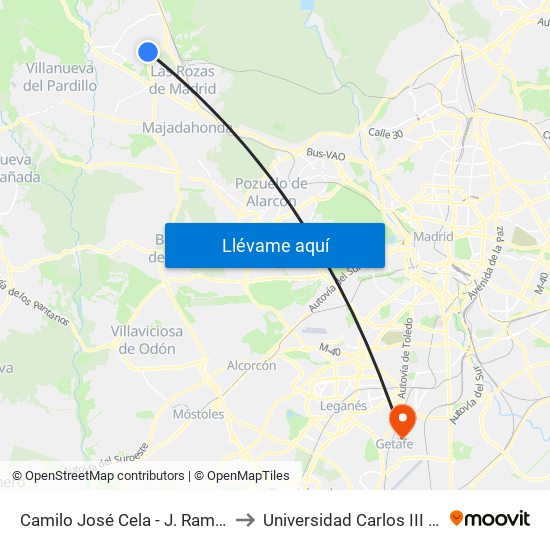 Camilo José Cela - J. Ramón Jiménez to Universidad Carlos III De Madrid map